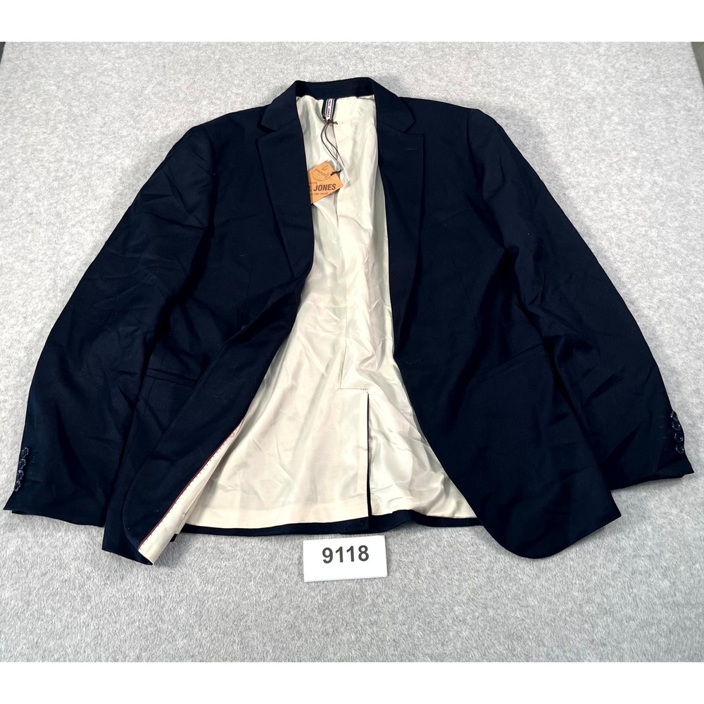 PJ Paul Jones Blazer Jacket Mens L Navy Blue Lined Single Breasted Notch Lapel